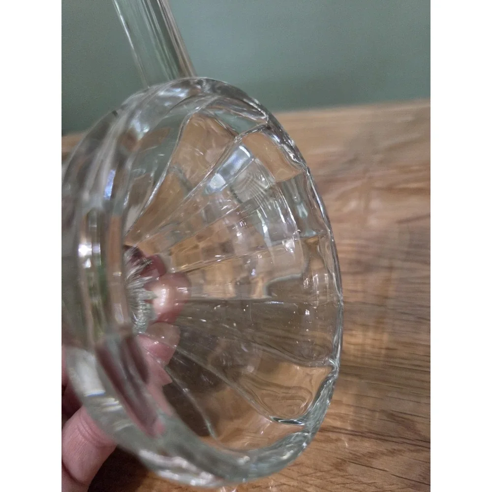 Pair of Clear Glass Candlestick Holders 7.75